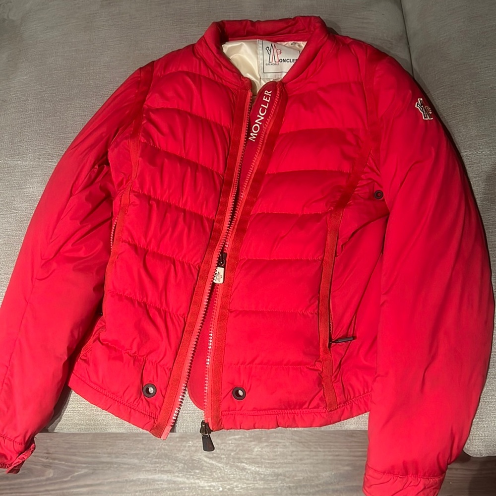 Red moncler coat size 3